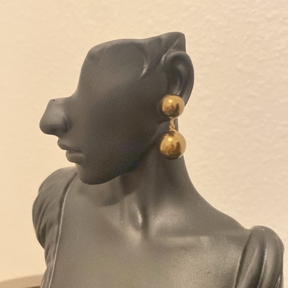 Bronze Tone Double Ball Drop & Dangle Earrings